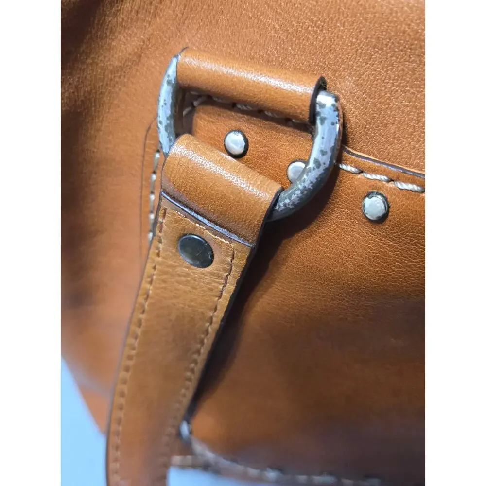 Michael Kors Vintage Astor Studded Leather Satchel Bag Cognac Tan Y2K